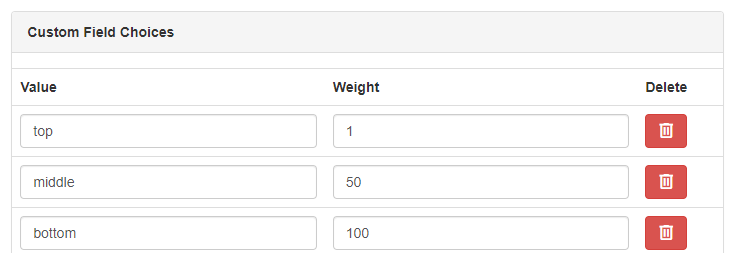 Custom Field Choices