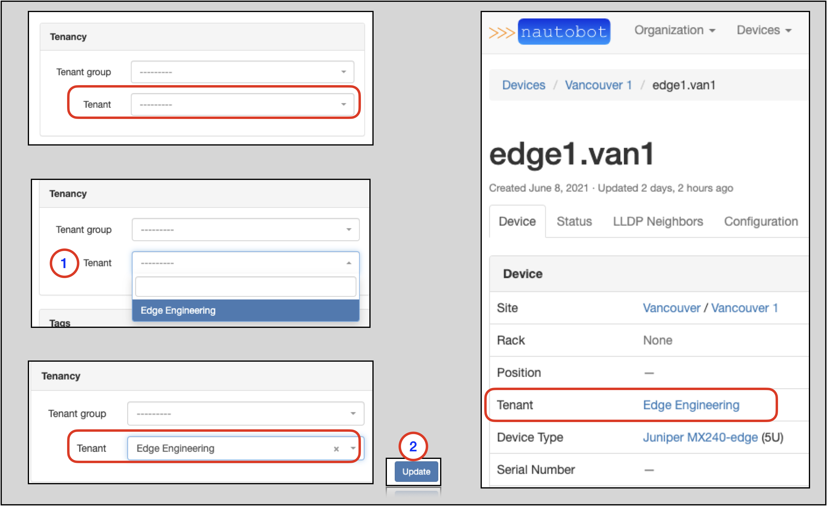 Assign tenant to device 2