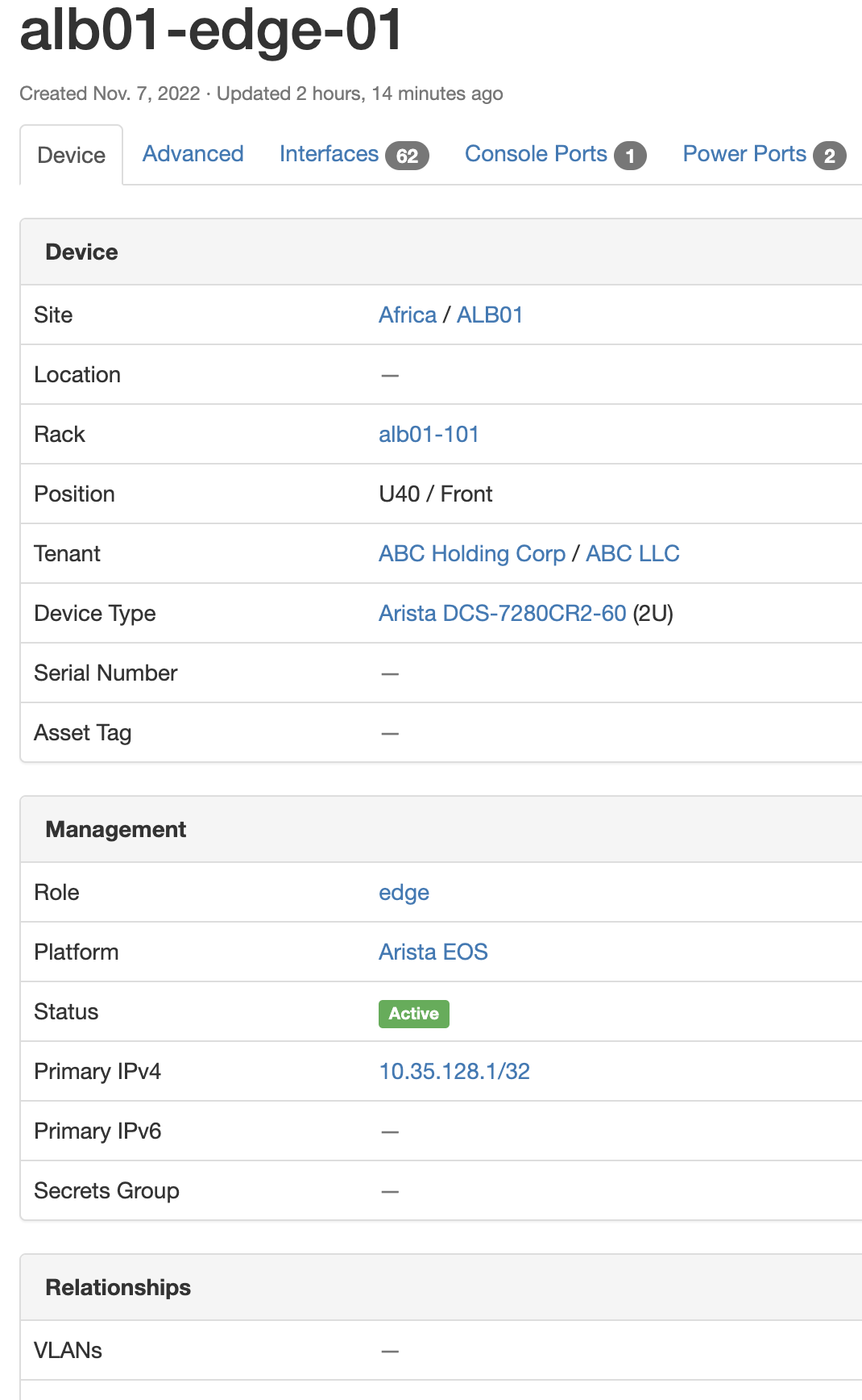 device-to-vlan relationship